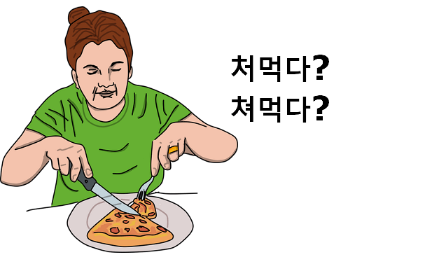 처먹다 쳐먹다