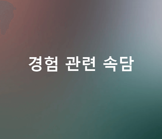 경험 관련 속담