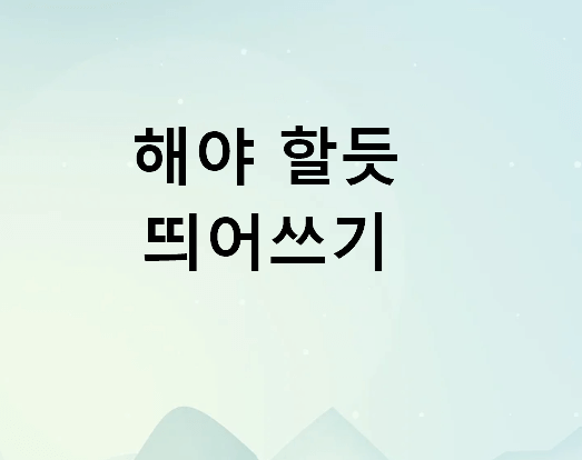 해야할듯 띄어쓰기