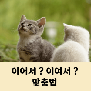 이어서 이여서 맞춤법